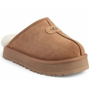 UGG Chestnut Discoquette Slippers Genuine Suede Leather Shearling Size 10